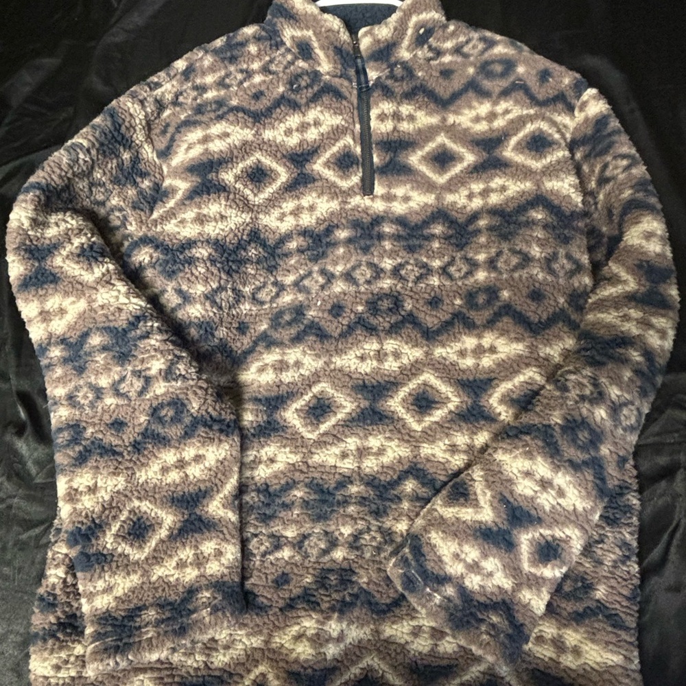 Southern Marsh Men's Zip Up Sweater - Navy and Beige
